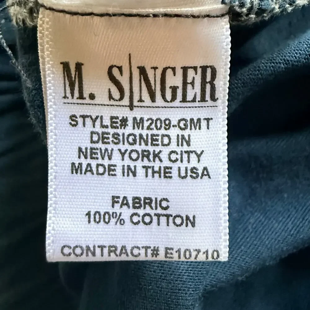 M. Singer Lounge Shorts Men's Large Made in USA Blue Drawstrings Cotton Gymcore